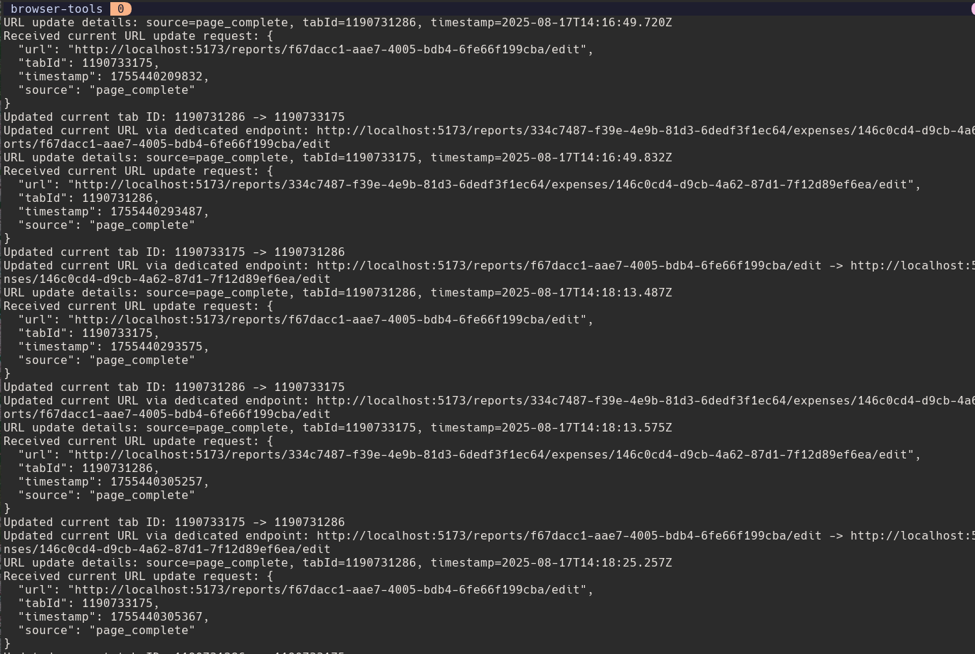 My tmux session with MCP servers running